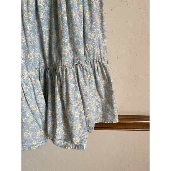 Mable Size Medium Smocked Tie Bow Doll Front Blue Floral Mini Dress A-Line Puff - Picture 4 of 8